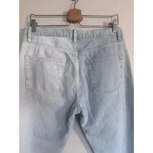 FRAME like new split screen light wash denim Le Slouch straight cropped jeans - Picture 6 of 11